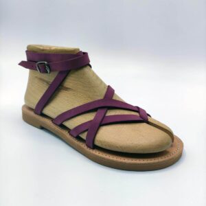 Strappy lace up leather sandal Purple