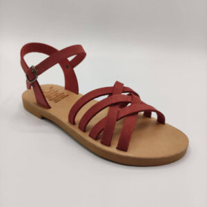 Strappy leather ankle sandal red