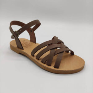 Strappy leather ankle sandals Mocha Color