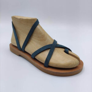 Thin cross strappy leather sandal blue