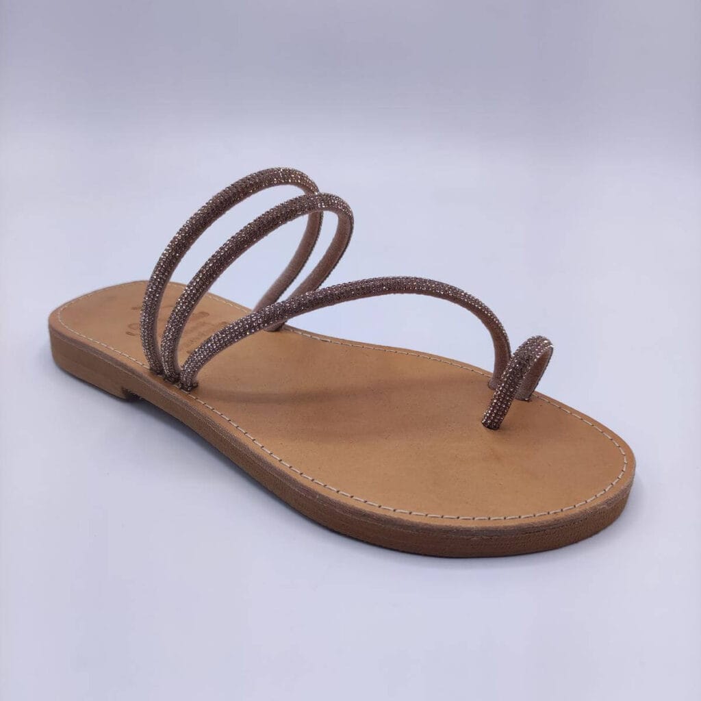 Toe Ring Embellished Women Leather Slide Nude