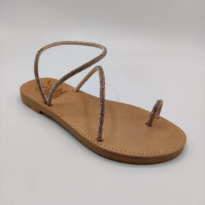 Wedding Leather Sandals With Low Heel nude