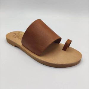 Wide strap with toe ring slides brown color