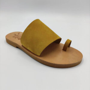 Wide strap with toe ring slides ochra color