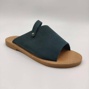 Women Leather Slide Sandals Ladies Blue