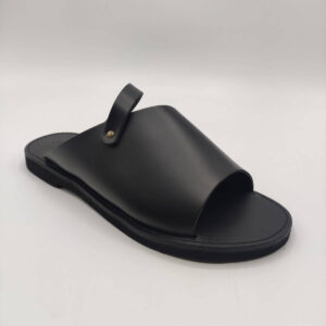 Women Leather Slide Sandals Ladies Total Black
