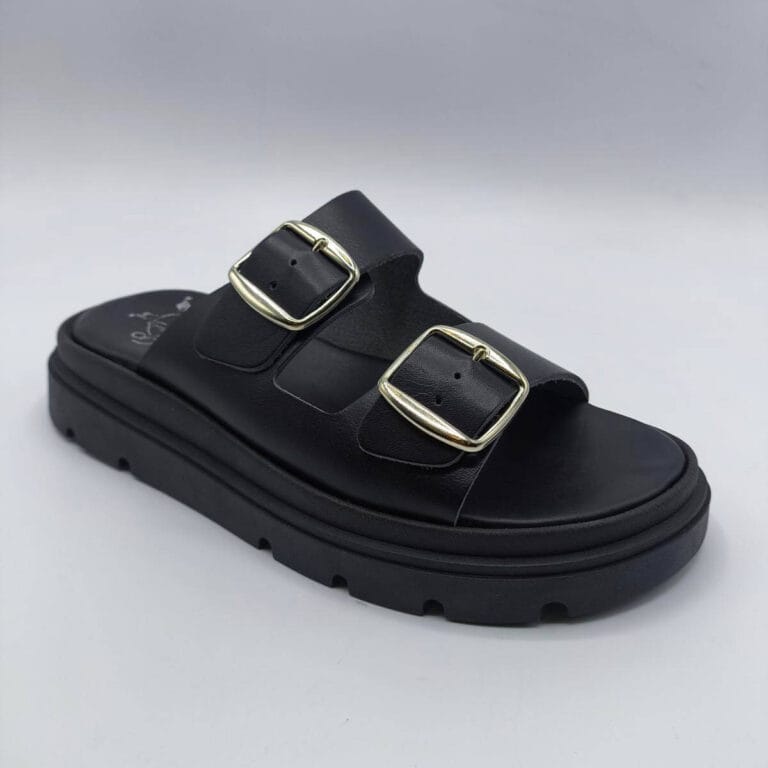 Women Total Black Two Straps Platform