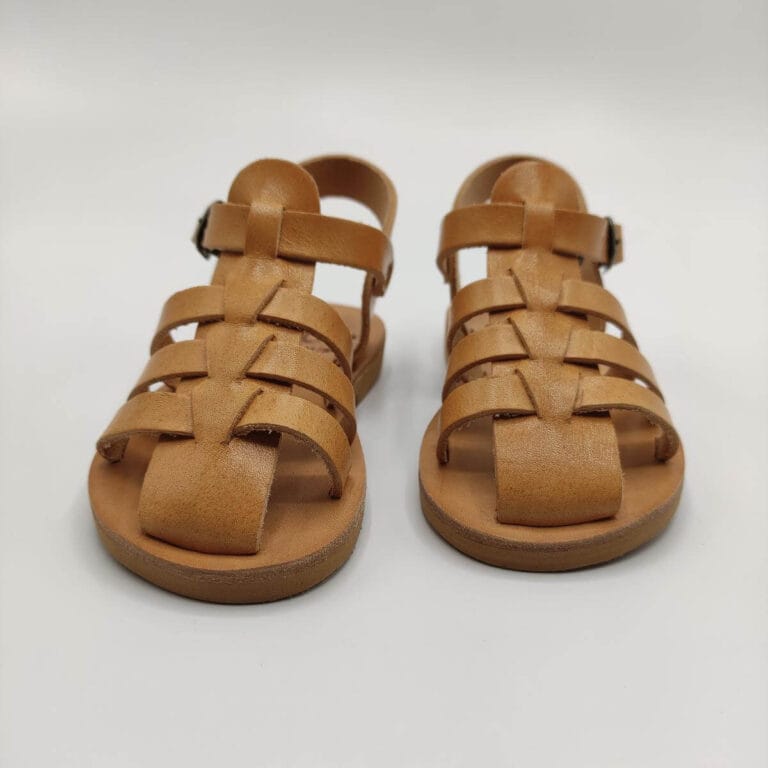 Leather Sandals Closed Toes Kids tan