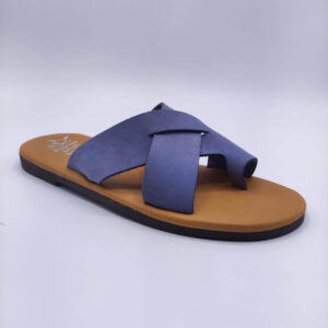handmade mens leather comfort slides lilac colour