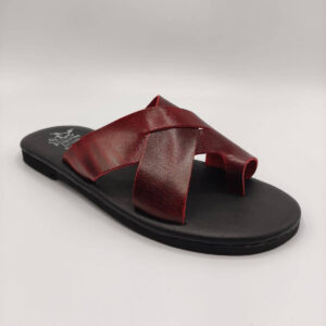 handmade mens leather slides pagonis bordeaux color