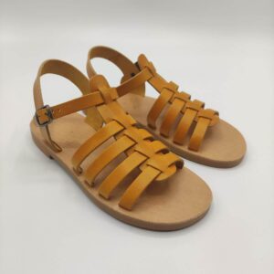 kids leather greek sandals yellow