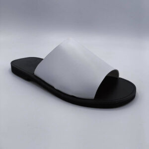 leather men's slippers pagonis greek sandals white