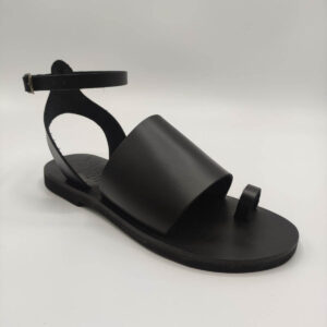 leather sandals with ankle strap total black