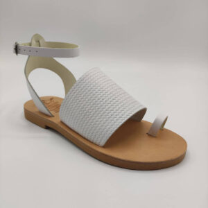 leather sandals with ankle strap white