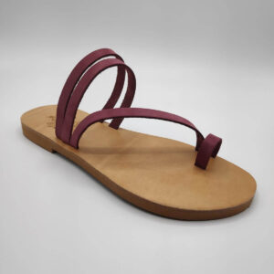 Leather Toe Three Straps Slide purple