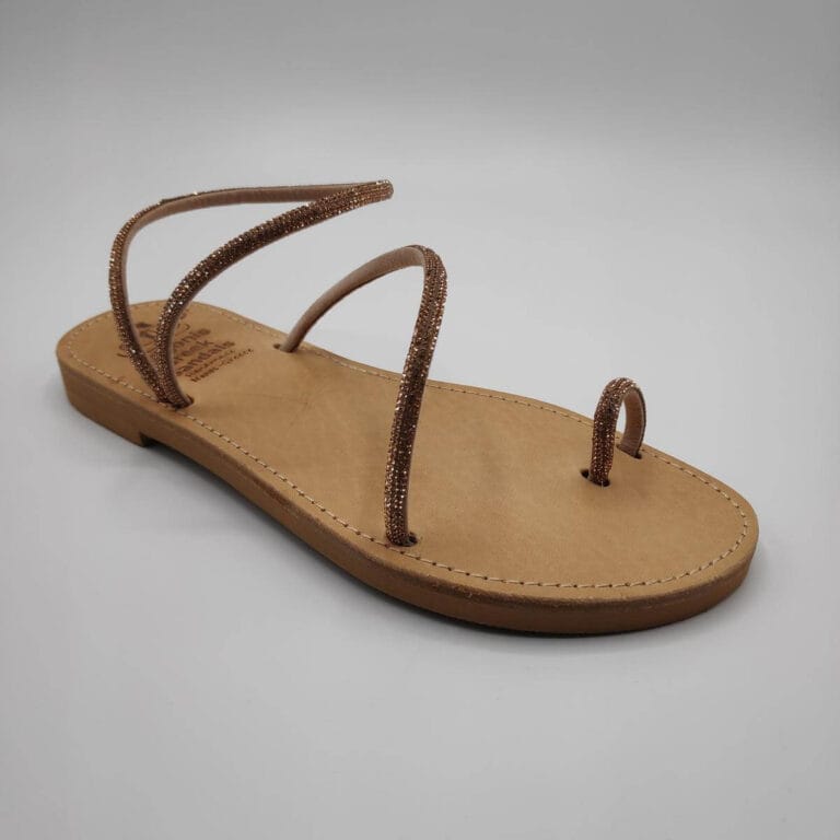 Νυφικά Δερμάτινα Σανδάλια with Low heel Nude