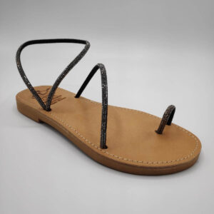 Wedding Leather Sandals with Low heel Black