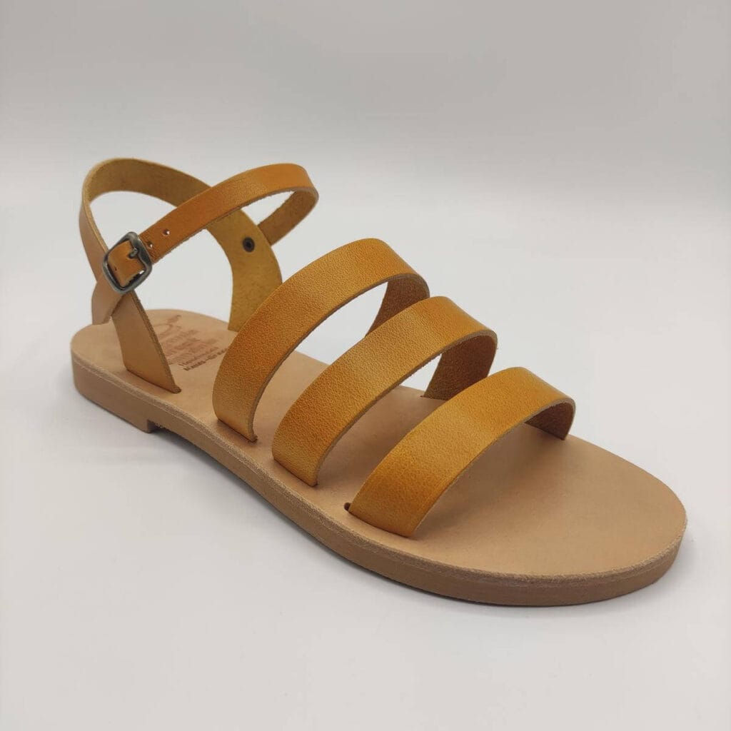 women leather sandals yellow