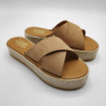 Xi Platform Black Leather Cross Strap Sandals - Image 2