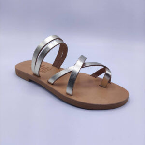 women's sandals toe loop metallic gold