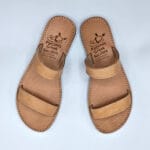 Classic Two Strap Women Leather Sandals Natural - Image 5