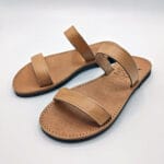 Classic Two Strap Women Leather Sandals Natural - Image 4