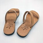 Classic Two Strap Women Leather Sandals Natural - Image 3