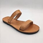 Classic Two Strap Women Leather Sandals Natural