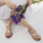 Elani Braided Leather Flat Sandals - Image 2