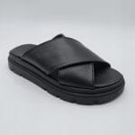 Women Leather Platform Criss Cross Total Black