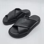 Women Leather Platform Criss Cross Total Black - Image 4