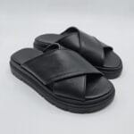 Women Leather Platform Criss Cross Total Black - Image 3