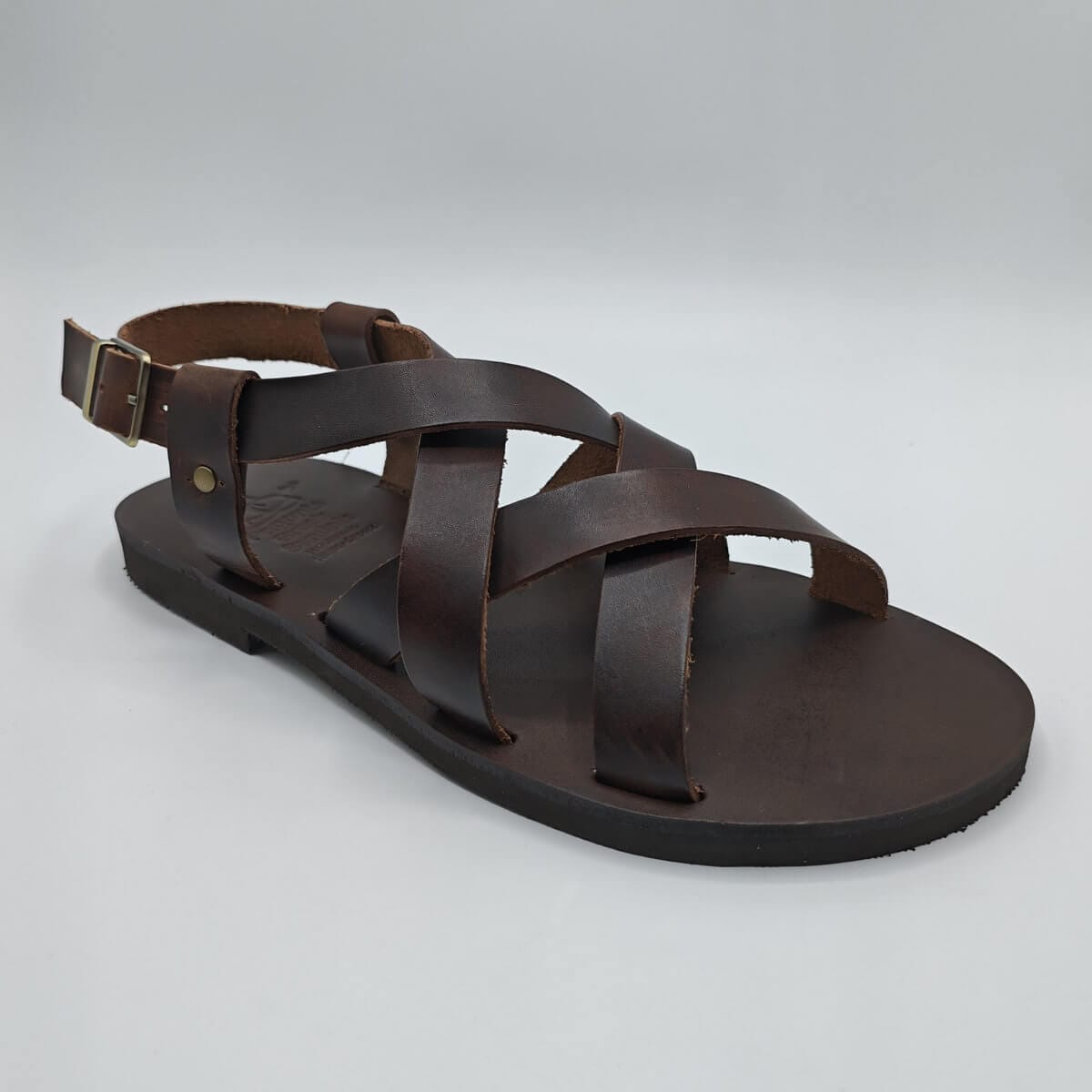 Men Open Toe Leather Sandal Brown2 Men Open Toe Leather Sandal Brown - Image 1