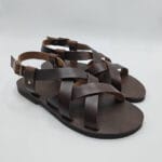 Men Open Toe Leather Sandal Brown - Image 2
