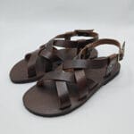 Men Open Toe Leather Sandal Brown - Image 3