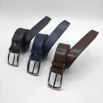 Men's Leather Dress Belt – Black, Navy Blue, Brown - Image 2