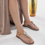 Kassandra Women Leather Sandal Three Circles Strass - Image 7